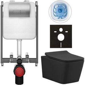 CERANO Kompletní WC set Basic/Forte černá matná WC tlačítko Modulo/Stříbrná pro zazdění 51x36 CER-8050BD86416 obraz