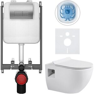 CERANO Kompletní WC set Basic/Dure bílá lesklá WC tlačítko Modulo/Stříbrná pro zazdění 51x35 CER-8050BD85906 obraz