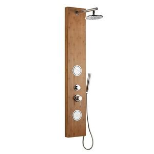 Sprchový panel SIKO Bamboo Shower na stěnu s pákovou baterií bambus BAMBOOSHOWER BAMBOOSHOWER obraz