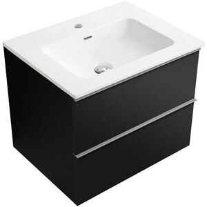 CERANO Koupelnová skříňka Velora černá matná, úchytka chrom + keramické umyvadlo Novo bílá lesklá 61x54, 5x46, 5 CER-979894 obraz