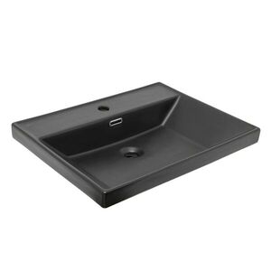 Nábytkové umyvadlo SAT B-Way 61x46, 5 cm černé otvor pro baterii uprostřed SATBW6046BKM SATBW6046BKM obraz
