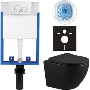 CERANO Kompletní WC set Profi/Cesso černá matná WC tlačítko Duo/Bílá pro zazdění 49x36 CER-8050BD84230 obraz