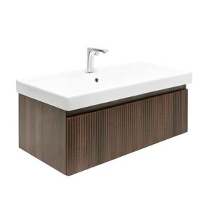Koupelnová skříňka s baterií a umyvadlem SAT Evolution 1 98x30x44, 8 cm ořech mat SATEVO100NAU1B SATEVO100NAU1B obraz
