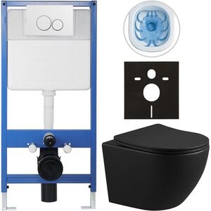 CERANO Kompletní WC set Profi/Cesso černá matná WC tlačítko Duo/Bílá předstěnová instalace 49x36 CER-8050BD84231 obraz