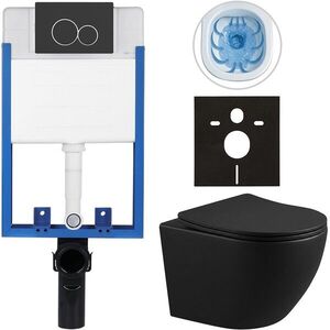 CERANO Kompletní WC set Profi/Cesso černá matná WC tlačítko Duo/Černá matná pro zazdění 49x36 CER-8050BD84232 obraz
