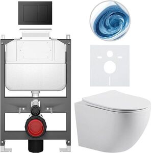 CERANO Kompletní WC set Basic/Cesso bílá matná WC tlačítko Maxio/Černá ovládání shora předstěnová instalace 49x36 CER-8050BD86170 obraz