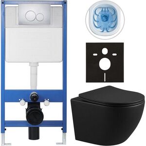 CERANO Kompletní WC set Profi/Cesso černá matná WC tlačítko Duo/Chrom předstěnová instalace 49x36 CER-8050BD84235 obraz
