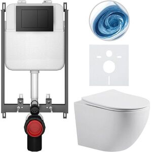 CERANO Kompletní WC set Basic/Cesso bílá matná WC tlačítko Maxio/Černá pro zazdění 49x36 CER-8050BD86171 obraz
