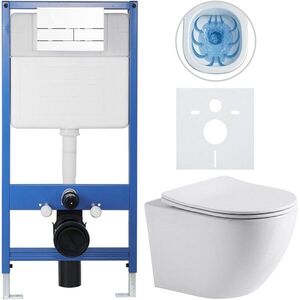 CERANO Kompletní WC set Profi/Cesso bílá lesklá WC tlačítko Line/Bílá předstěnová instalace 49x36 CER-8050BD84239 obraz