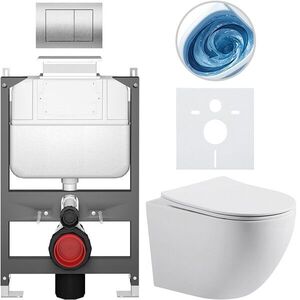 CERANO Kompletní WC set Basic/Cesso bílá matná WC tlačítko Maxio/Stříbrná ovládání shora předstěnová instalace 49x36 CER-8050BD86175 obraz