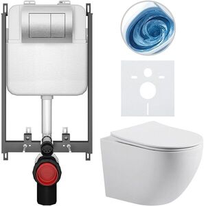 CERANO Kompletní WC set Basic/Cesso bílá matná WC tlačítko Maxio/Stříbrná pro zazdění 49x36 CER-8050BD86176 obraz
