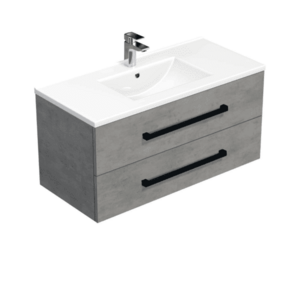 Koupelnová skříňka s černou úchytkou a umyvadlem SAT Cube Way 100x53x46 cm beton mat CUBE46C1002BEMOD CUBE46C1002BEMOD obraz
