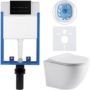 CERANO Kompletní WC set Profi/Cesso bílá lesklá WC tlačítko Line/Černá lesklá pro zazdění 49x36 CER-8050BD84240 obraz