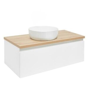 Koupelnová skříňka s krycí deskou SAT B-WAY 99x30x45 cm bílá lesk BWAY100WDOAK BWAY100WDOAK obraz