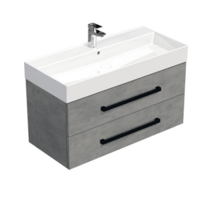 Koupelnová skříňka s černou úchytkou a umyvadlem SAT Cube Way 100x53x46 cm beton mat CUBE46C1002BESAT CUBE46C1002BESAT obraz