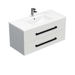 Koupelnová skříňka s černou úchytkou a umyvadlem SAT Cube Way 100x53x46 cm bílá lesk CUBE46C1002BIMOD CUBE46C1002BIMOD obraz