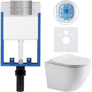 CERANO Kompletní WC set Profi/Cesso bílá lesklá WC tlačítko Line/Nerez pro zazdění 49x36 CER-8050BD84242 obraz