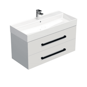 Koupelnová skříňka s černou úchytkou a umyvadlem SAT Cube Way 100x53x46 cm bílá lesk CUBE46C1002BISAT CUBE46C1002BISAT obraz