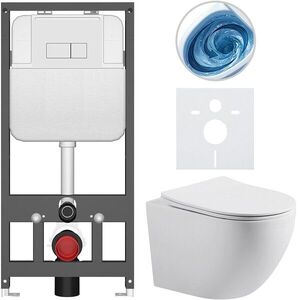 CERANO Kompletní WC set Basic/Cesso bílá matná WC tlačítko Modulo/Bílá závěsné předstěnová instalace 49x36 CER-8050BD86183 obraz