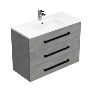 Koupelnová skříňka s černou úchytkou a umyvadlem SAT Cube Way 100x76, 5x46 cm beton mat CUBE46C1003BEMOD CUBE46C1003BEMOD obraz
