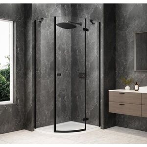 POLYSAN GLOBE BLACK čtvrtkruhový sprchový kout 900x800, čiré sklo, pravé GB2980RB obraz