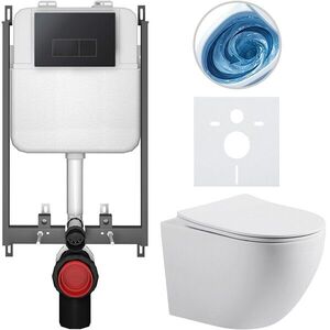 CERANO Kompletní WC set Basic/Cesso bílá matná WC tlačítko Modulo/Černá pro zazdění 49x36 CER-8050BD86186 obraz
