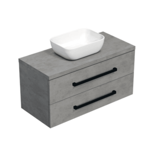 Koupelnová skříňka s černou úchytkou a krycí deskou SAT Cube Way 100x47, 5x46 cm beton mat CUBE46C1003BESAT45 CUBE46C1003BESAT45 obraz