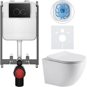 CERANO Kompletní WC set Basic/Cesso bílá lesklá WC tlačítko Dualo/Černá pro zazdění 49x36 CER-8050BD85931 obraz