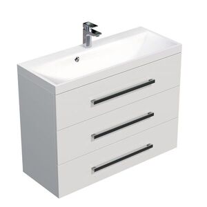 Koupelnová skříňka s umyvadlem SAT Cube Way 100x76, 5x40 cm bílá lesk CUBE21003BL CUBE21003BL obraz