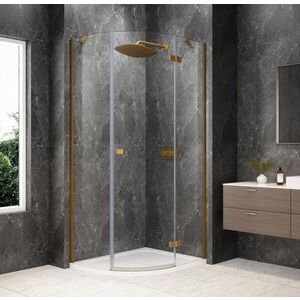 POLYSAN GLOBE GOLD MATT čtvrtkruhový sprchový kout 900x800, čiré sklo, pravé GB2980RG obraz