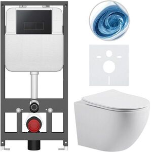 CERANO Kompletní WC set Basic/Cesso bílá matná WC tlačítko Modulo/Černá závěsné předstěnová instalace 49x36 CER-8050BD86188 obraz