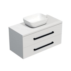 Koupelnová skříňka s černou úchytkou a krycí deskou SAT Cube Way 100x53x46 cm bílá lesk CUBE46C1003BISAT45 CUBE46C1003BISAT45 obraz