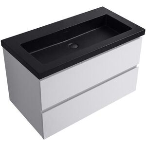 CERANO Koupelnová skříňka Carole bílá matná + umyvadlo z lit. mramoru Ovo černá matná 100, 5x53x46, 5 CER-979921 obraz
