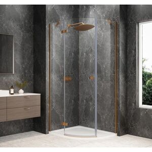 POLYSAN GLOBE COPPER MATT čtvrtkruhový sprchový kout 900x800, čiré sklo, levé GB2980LPG obraz