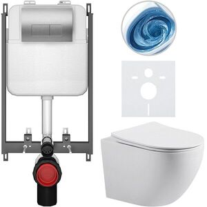 CERANO Kompletní WC set Basic/Cesso bílá matná WC tlačítko Modulo/Stříbrná pro zazdění 49x36 CER-8050BD86191 obraz