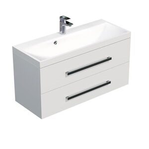 Koupelnová skříňka s umyvadlem SAT Cube Way 100x40 cm bílá lesk CUBE2100ZBL CUBE2100ZBL obraz