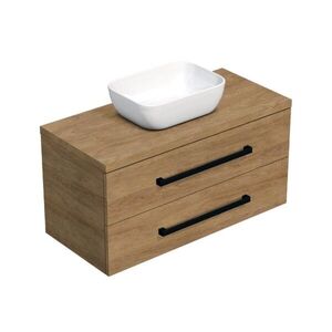 Koupelnová skříňka s černou úchytkou a krycí deskou SAT Cube Way 100x47, 5x46 cm dub Hickory mat CUBE46C1003DHSAT45 CUBE46C1003DHSAT45 obraz