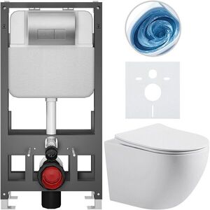 CERANO Kompletní WC set Basic/Cesso bílá matná WC tlačítko Modulo/Stříbrná volně stojící předstěnová instalace 49x36 CER-8050BD86192 obraz