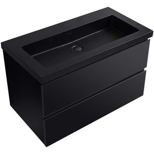 CERANO Koupelnová skříňka Carole černá matná + umyvadlo z lit. mramoru Ovo černá matná 100, 5x53x46, 5 CER-979924 obraz