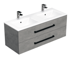 Koupelnová skříňka s černou úchytkou a umyvadlem SAT Cube Way 120x53x46 cm beton mat CUBE46C1202BEMOD CUBE46C1202BEMOD obraz