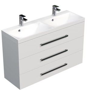 Koupelnová skříňka s dvojumyvadlem SAT Cube Way 120x76, 5x40 cm bílá lesk CUBE21203BL CUBE21203BL obraz