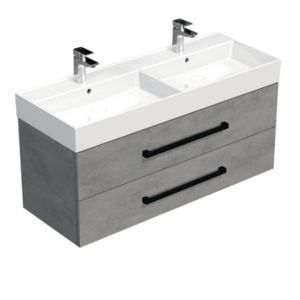Koupelnová skříňka s černou úchytkou a umyvadlem SAT Cube Way 120x53x46 cm beton mat CUBE46C1202BESAT CUBE46C1202BESAT obraz