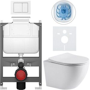 CERANO Kompletní WC set Basic/Cesso bílá lesklá WC tlačítko Maxio/Bílá ovládání shora předstěnová instalace 49x36 CER-8050BD85940 obraz