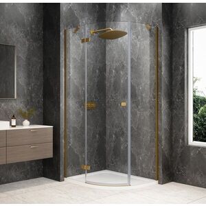 POLYSAN GLOBE GOLD MATT čtvrtkruhový sprchový kout 1000x800, čiré sklo, levé GB2180LG obraz