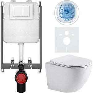 CERANO Kompletní WC set Basic/Cesso bílá lesklá WC tlačítko Maxio/Bílá pro zazdění 49x36 CER-8050BD85941 obraz