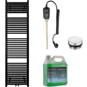 CERANO Koupelnový elektrický radiátorový set Lincoln 600W černá matná 1800x500 mm CER-978845 obraz