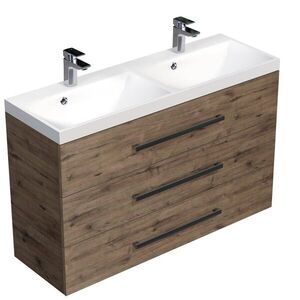 Koupelnová skříňka s dvojumyvadlem SAT Cube Way 120x76, 5x40 cm dub wellington CUBE21203DW CUBE21203DW obraz