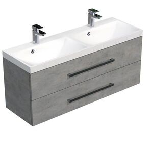 Koupelnová skříňka s dvojumyvadlem SAT Cube Way 120x53x40 cm beton CUBE2120ZBE CUBE2120ZBE obraz