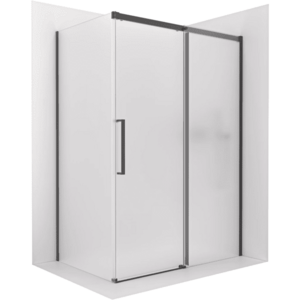 CERANO Sprchový kout Lantono pravá 8 mm Soft-Close černá matná, mléčné sklo 160x80 posuvný CER-665503 obraz