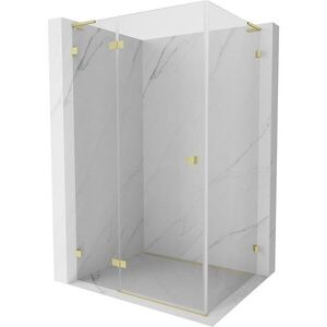 MEXEN/S Lunar L sprchový kout dveře křídlové levá 75 x 80, transparent, zlato kartáčovaná 834L-075-080-55-00-L obraz